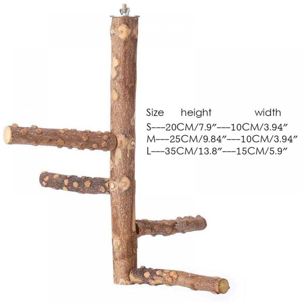 Bird Perch Stand Toy, Natural Wood Parrot Perch Bird Cage Branch Perch Accessories for Parakeets Cockatiels Conures Macaws Finches Love Birds - Small Animals & Pet Supplies > Pet Supplies > Bird Supplies > Bird Cage Accessories Kernelly   