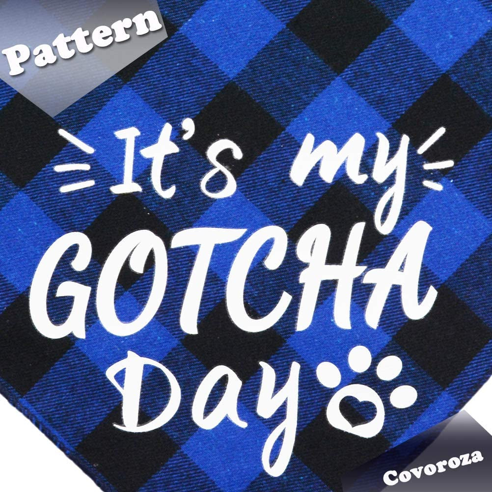 2 Pack It’S My Gotcha Day Print Dog Birthday Bandana for Boys and Girls Scarf Bibs Accessories for Pet Birthday Gift Red and Blue Animals & Pet Supplies > Pet Supplies > Dog Supplies > Dog Apparel Covoroza   