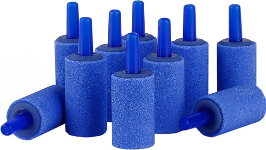 Aquarium 1 Inch Air Stone Cylinder Blue Bubble Diffuser Release Tool for Nano Air Pumps Small Buckets and Fish Tanks, 12 Pack