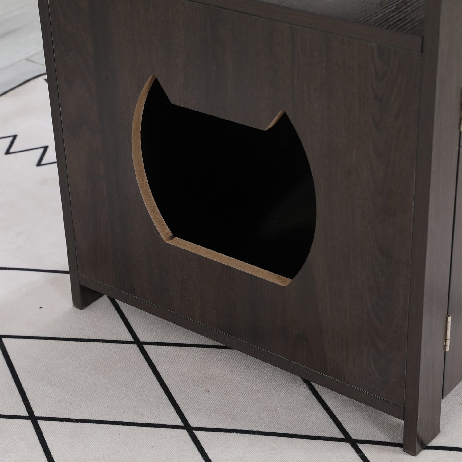 Dicoly 30 Inches Wooden Cat Litter Box Enclosure Furniture with Adjustable Interior Wall & Large Tabletop for Nightstand, Furniture Large Box House with Table Animals & Pet Supplies > Pet Supplies > Cat Supplies > Cat Furniture Dicoly   