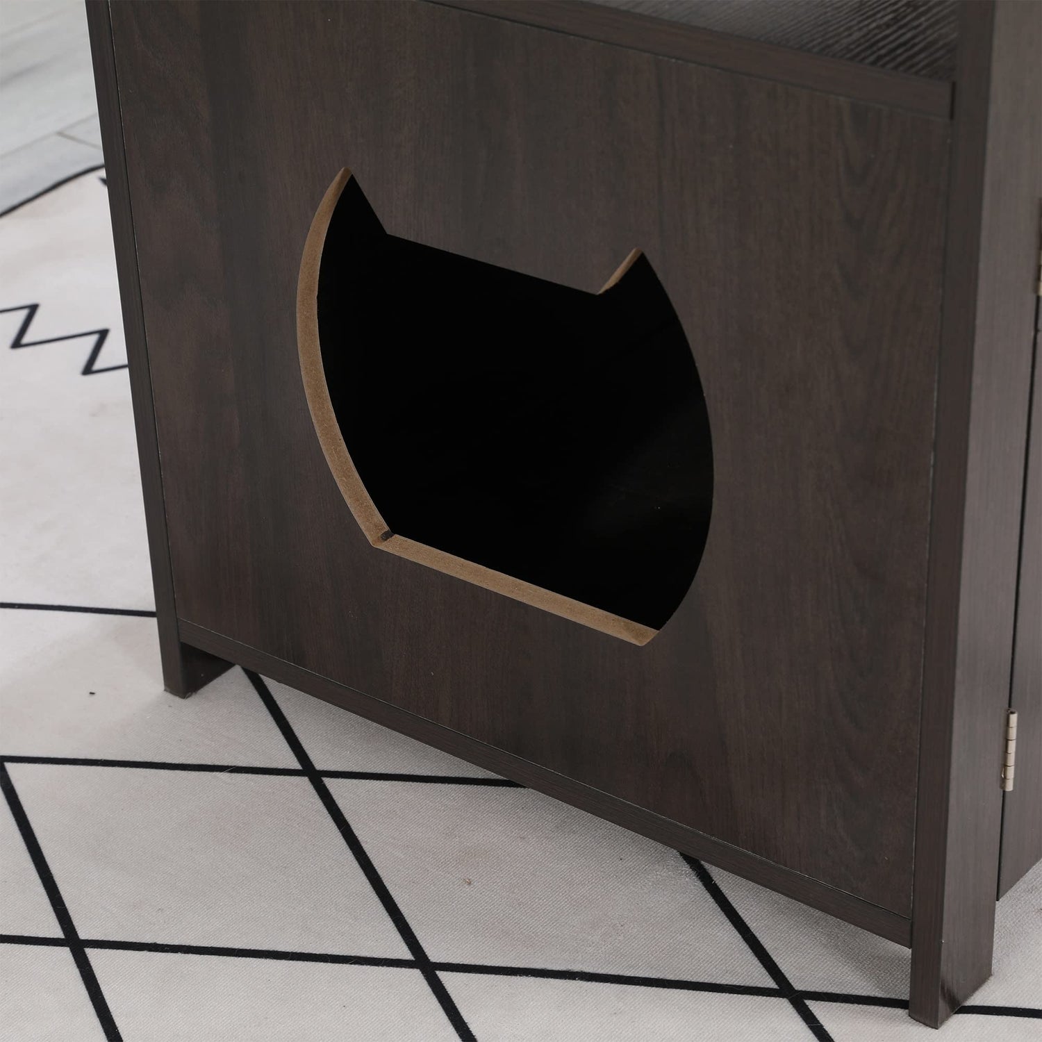 Dicoly 30 Inches Wooden Cat Litter Box Enclosure Furniture Table Wooden Cat Litter Box Enclosure Furniture with Adjustable Interior Wall Large Tabletop for Nightstand