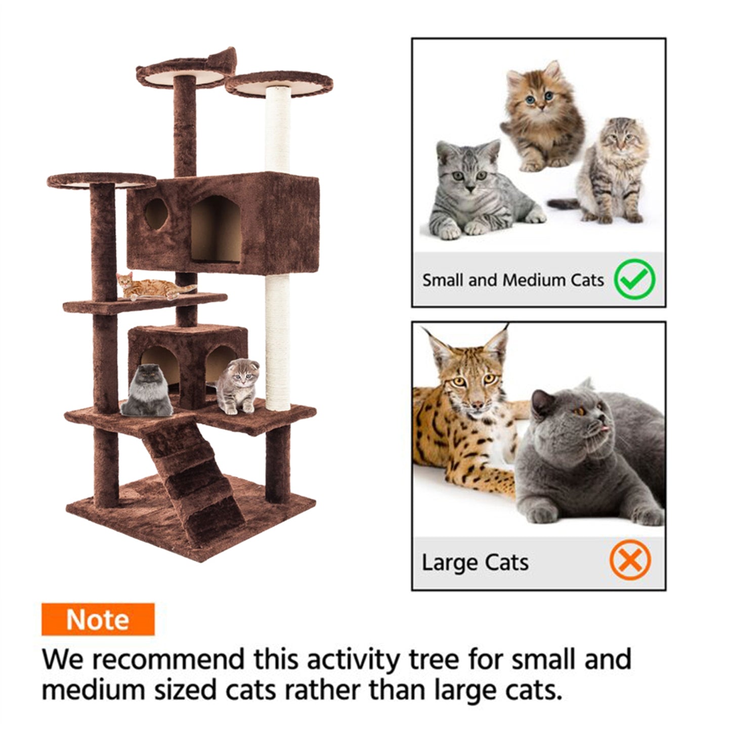 Leafy Paddy 52 Inches Cat Tree,Large Cat Tower,Multi-Level Cat Tree Stand House Furniture Kittens Activity Tower with Scratching Posts Kitty Pet Play House Brown Animals & Pet Supplies > Pet Supplies > Cat Supplies > Cat Furniture Leafy Paddy   