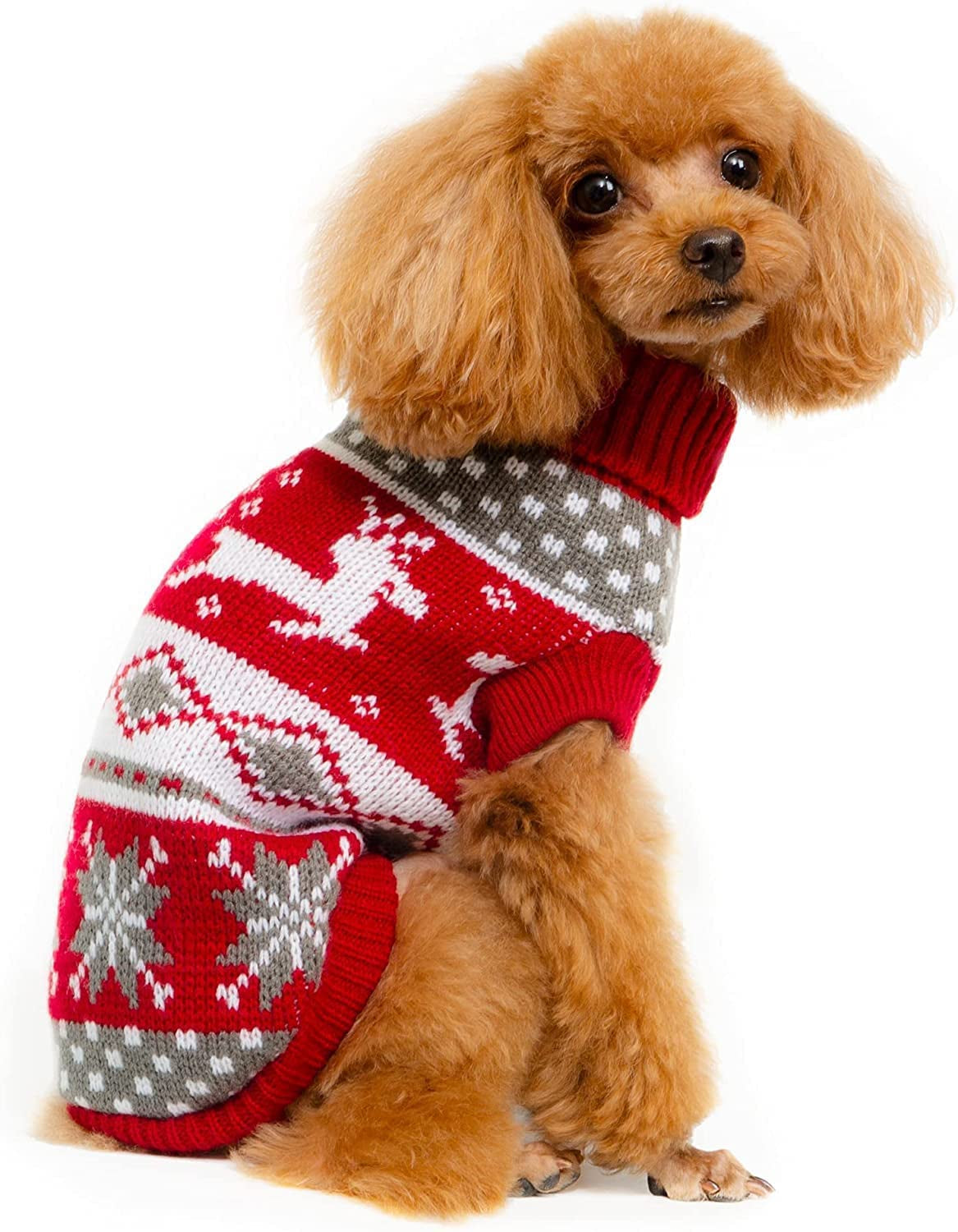 MECHHEIT Dog Sweater Knitted Pet Cat Sweater - Dog Sweaters for Small Dogs, Soft Thickening Warm Pup Dogs Shirt Winter Puppy Sweater for Small Medium Dogs Christmas Sweat Animals & Pet Supplies > Pet Supplies > Dog Supplies > Dog Apparel MECHHEIT Red Large 