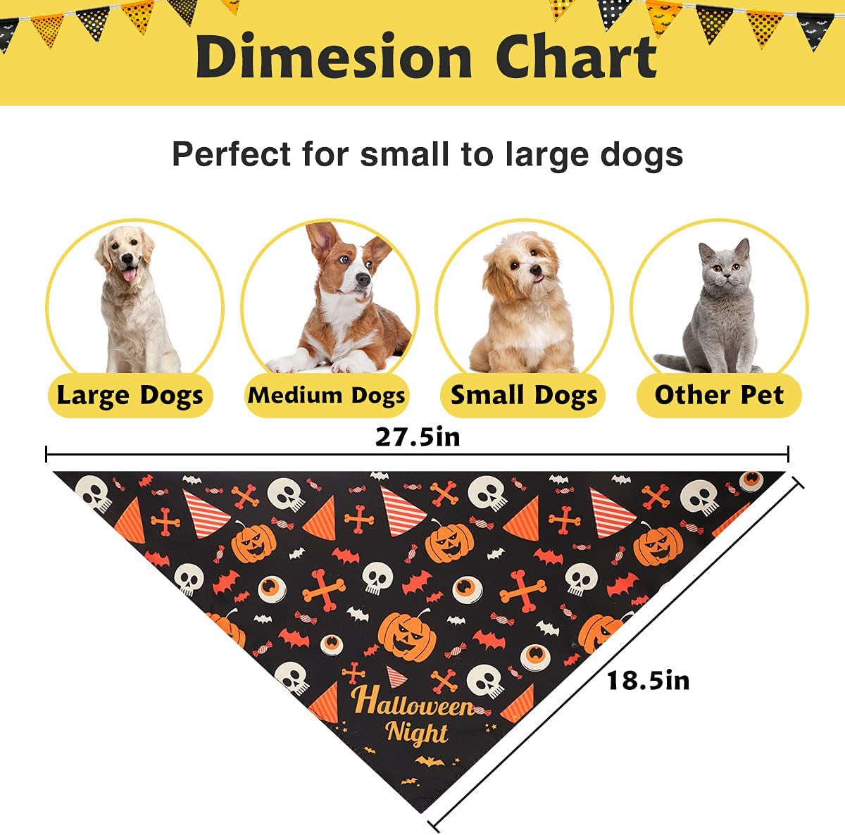 Kytely 2 Pack Halloween Costumes Dog Bandanas Double Sided Pumpkin Halloween Bandanas/Outfits for Dogs Cats Pet Reversible Triangle Pet Bandanas Scarf Bibs Accessories Animals & Pet Supplies > Pet Supplies > Dog Supplies > Dog Apparel Kytely   