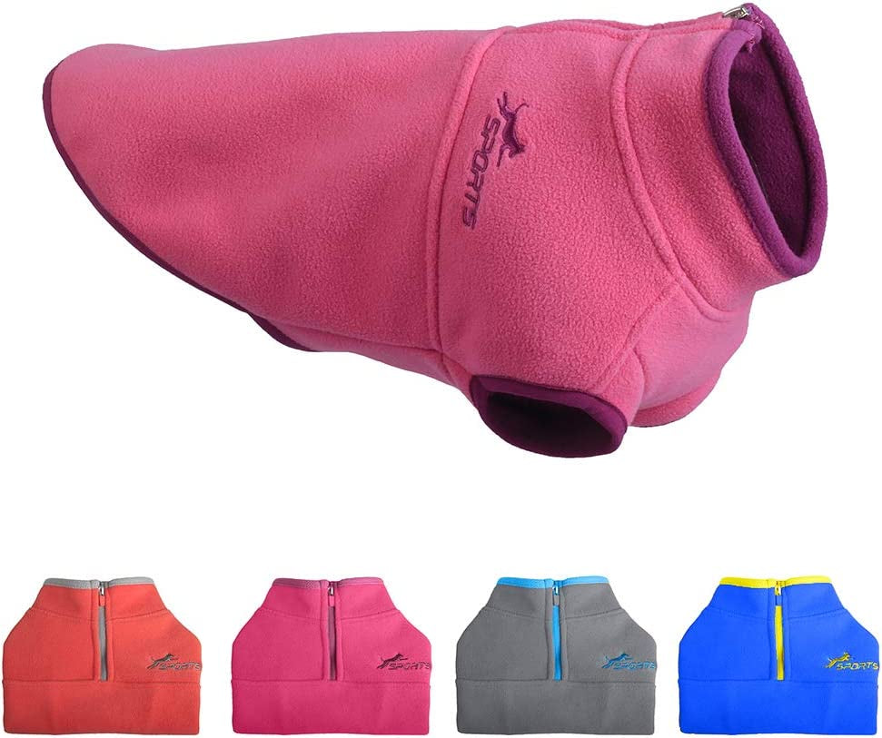 YIEPAL Cold Weather Fleece Dog Vest for Small Dog Half Zip Pullover Puppy Sweater Winter Warm Coat Clothes for Dog, Pink/Purple, Small Animals & Pet Supplies > Pet Supplies > Dog Supplies > Dog Apparel Leepets Pink/ Purple M:chest～15" 