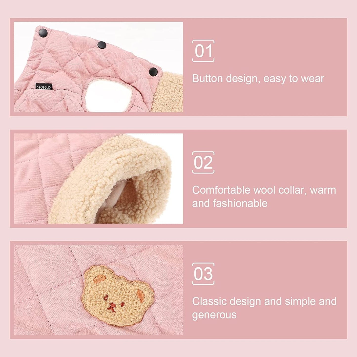 1Pc Autumn and Winter Lovely Pet Teddy Dog Cat Cotton- Padded Vest Pet Garment Pet Supply (Size : 36X25X0.6CM) Animals & Pet Supplies > Pet Supplies > Dog Supplies > Dog Apparel OVAST   