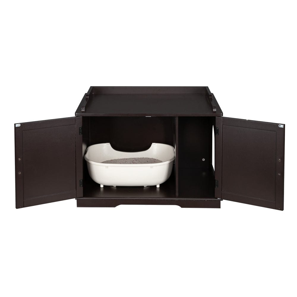 1Pc Cat Litter Box Enclosure Cabinet, Large Wooden Indoor Storage Bench Furniture for Living Room, Bedroom, Bathroom, Side Table W/Pet Mat