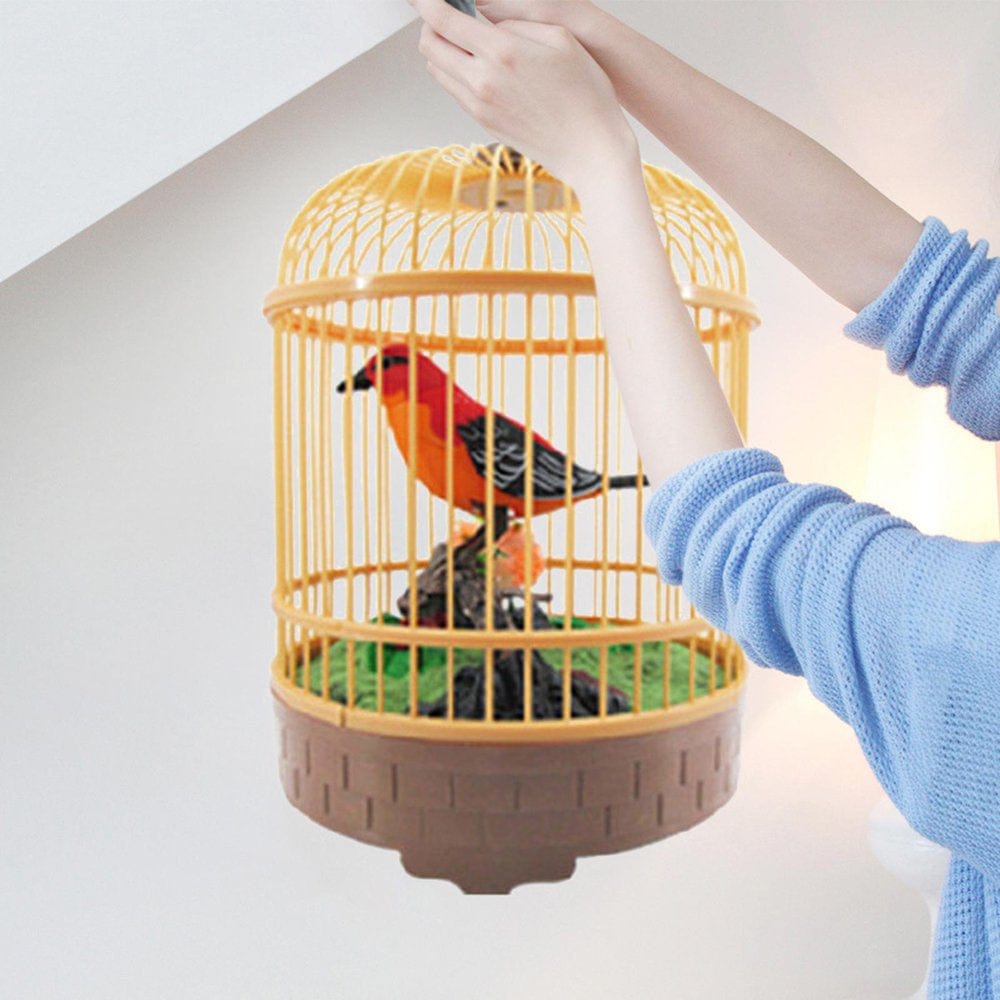 1Pc Sound Activated Bird Realistic Battery Operated Funny Singing Bird Toy Red Animals & Pet Supplies > Pet Supplies > Bird Supplies > Bird Toys DYNWAVE Red  