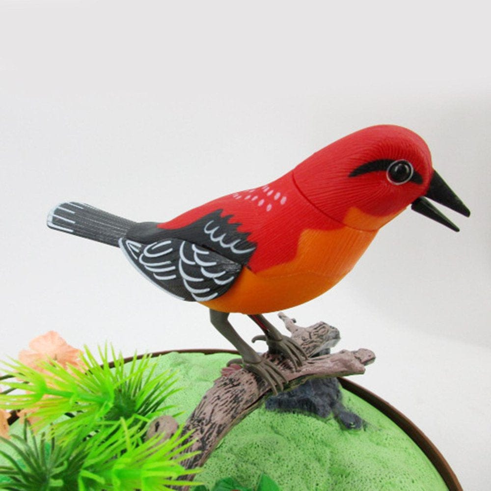 1Pc Sound Activated Bird Realistic Battery Operated Funny Singing Bird Toy Red