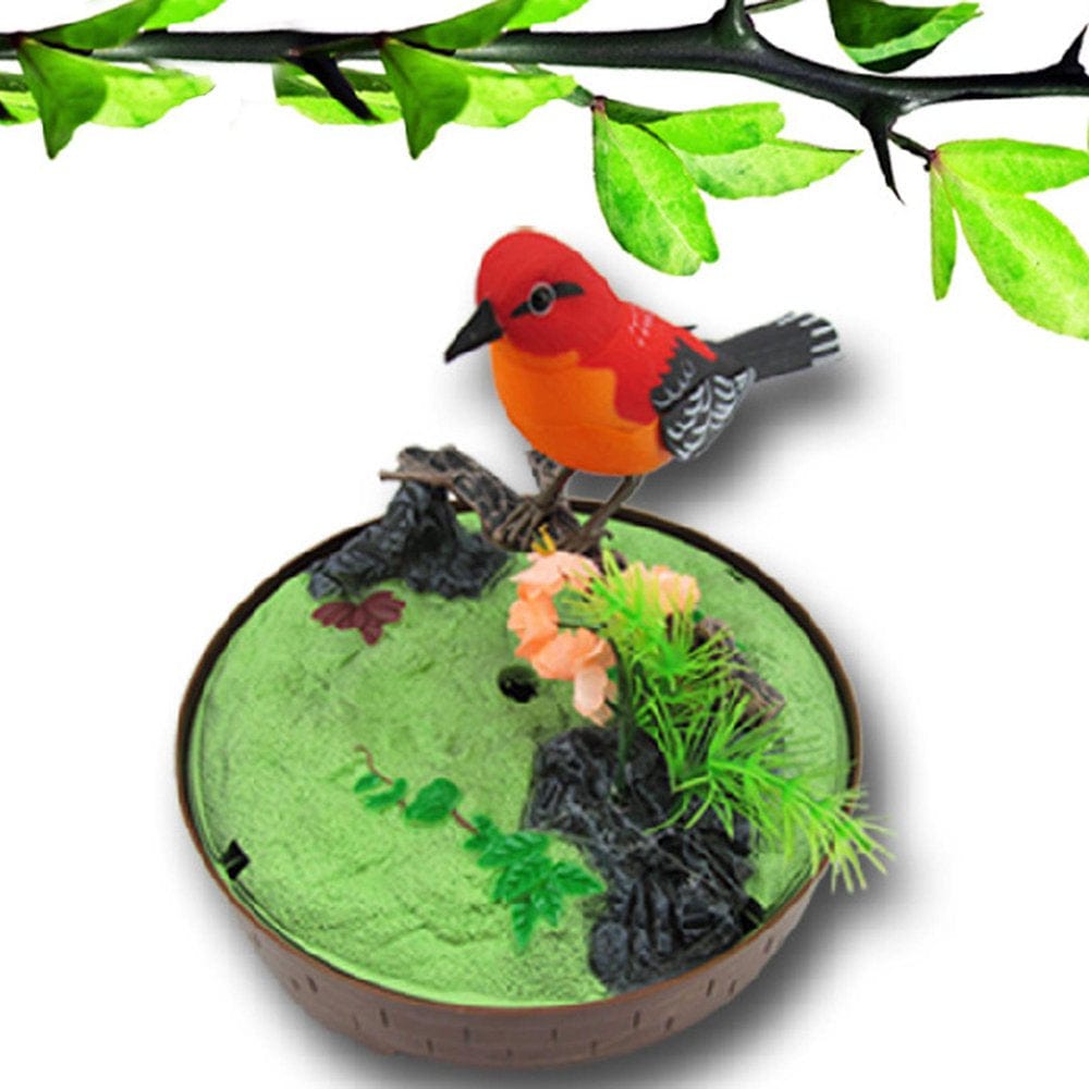 1Pc Sound Activated Bird Realistic Battery Operated Funny Singing Bird Toy Red
