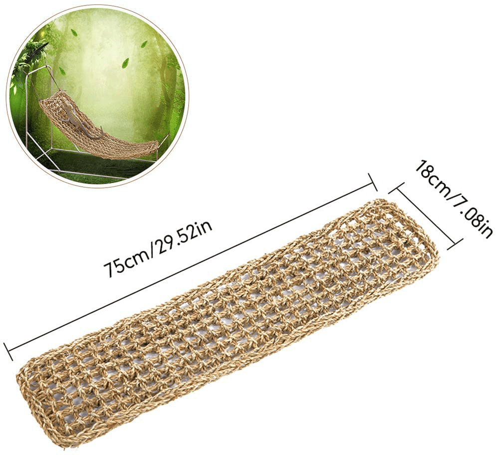 1Pcs Bearded Dragon Hammock,Reptile Lizard Lounger Hammock Natural Seagrass Fibers Small Animals Hammock Sleep Bed for Reptiles and 2 Pcs Plastic Terrarium Plant Leaves Animals & Pet Supplies > Pet Supplies > Small Animal Supplies > Small Animal Habitat Accessories kathson   