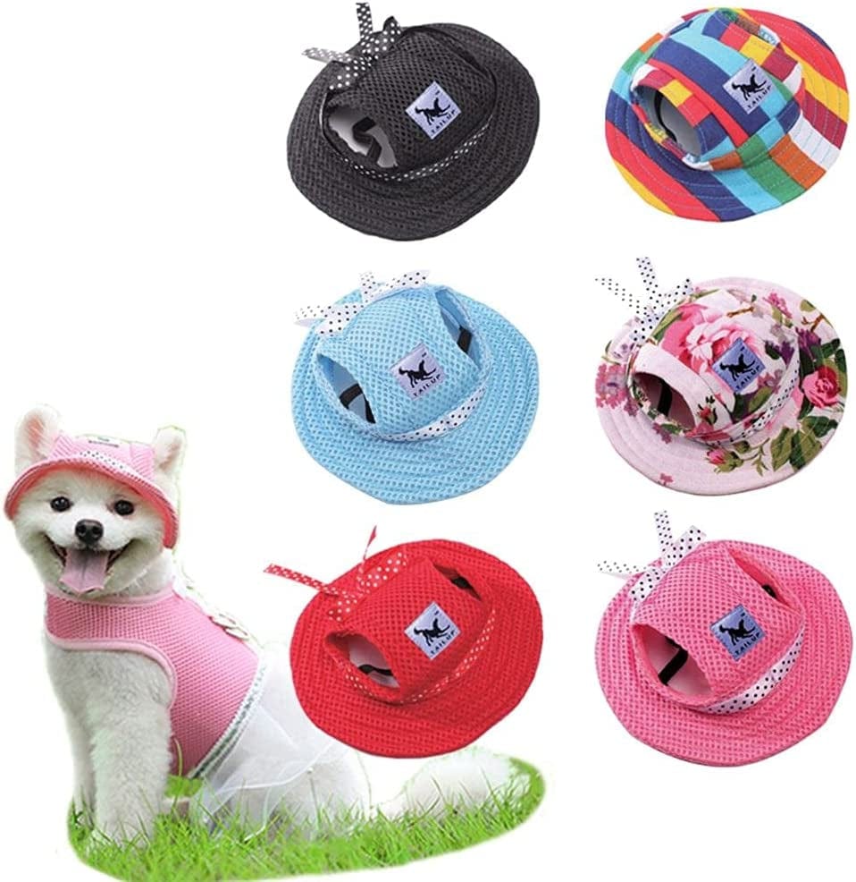 1Pcs Pet Sunhat,Round Brim Pet Cap Stripe Pet Dog Mesh Porous Sun Cap with Ear Holes for Small Dogs(Pink S) Animals & Pet Supplies > Pet Supplies > Dog Supplies > Dog Apparel Generic   