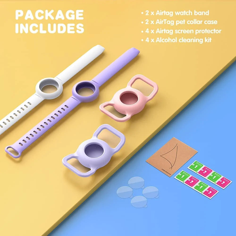  2 Pack AirTag Bracelet for Kids, Waterproof Cute