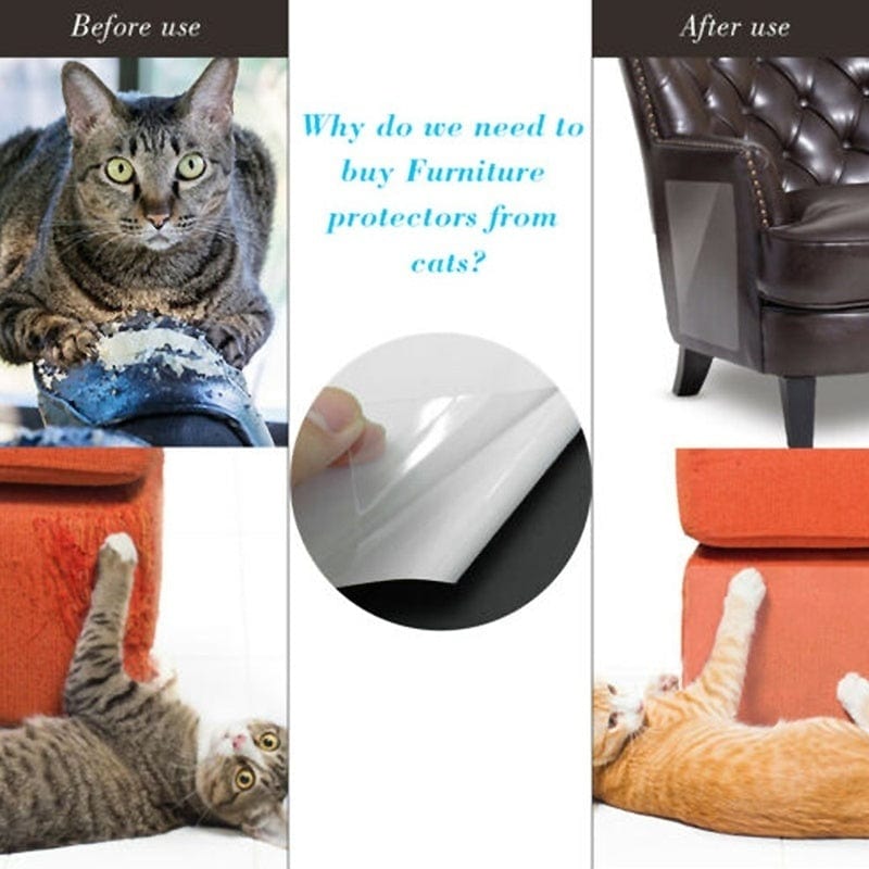 2/4/6/10PCS Couch Guard Cat Anti-Scratching Protector Sofa Furniture Self-Adhesive Cat Scratching Guard Cat Furniture Sofa Anti-Scratch Sticker for Cat Scratching or Clawing Furniture Protector