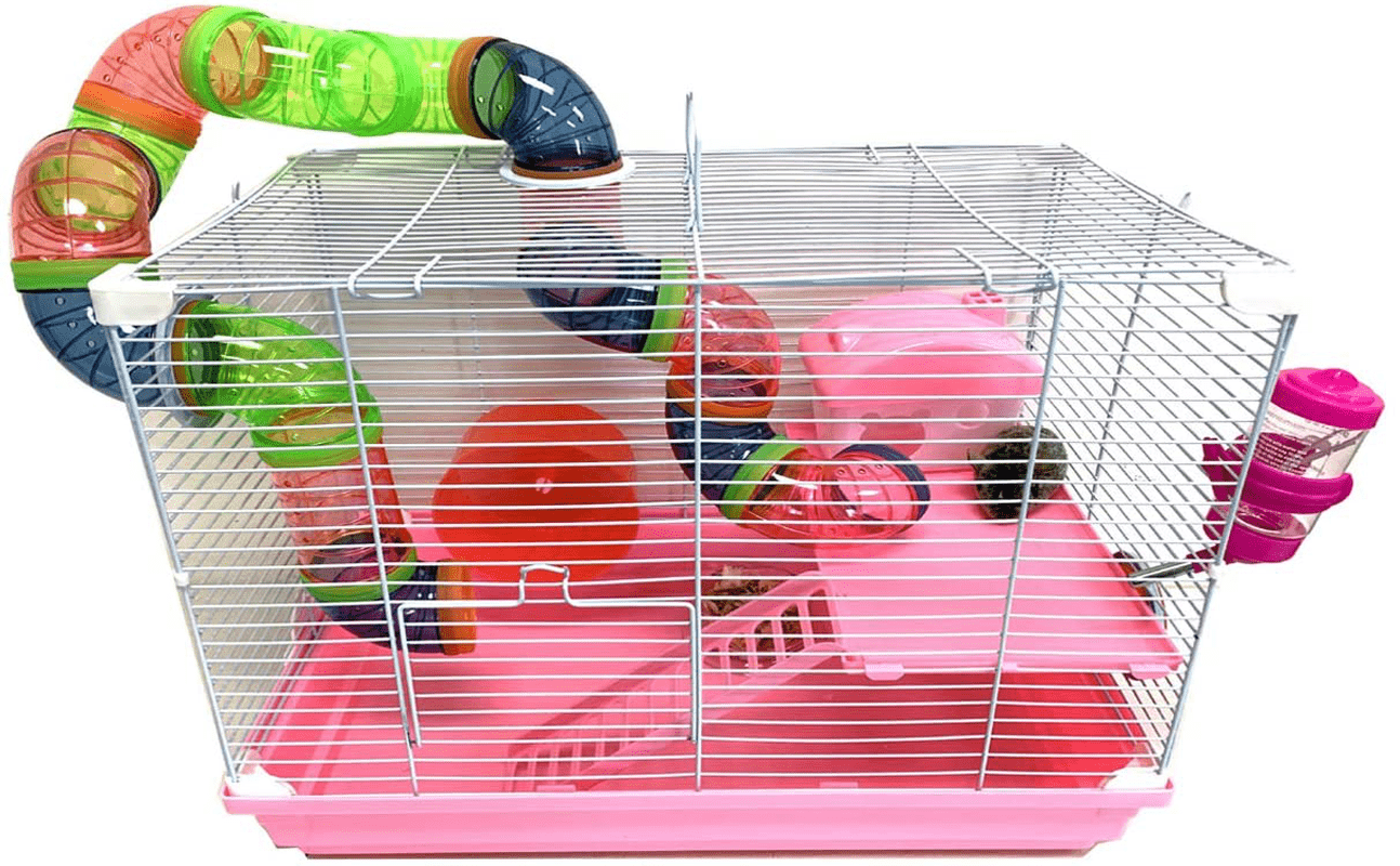 2 Floor Syrian Hamster Habitat Rodent Gerbil Mouse Mice Rats Animal Cage Animals & Pet Supplies > Pet Supplies > Small Animal Supplies > Small Animal Habitats & Cages Mcage Pink 19 x 12 x 15"H 