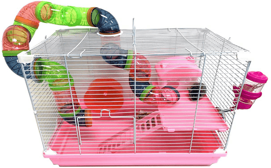 2 Floor Syrian Hamster Habitat Rodent Gerbil Mouse Mice Rats Animal Cage Animals & Pet Supplies > Pet Supplies > Small Animal Supplies > Small Animal Habitats & Cages Mcage Pink 19 x 12 x 15"H 