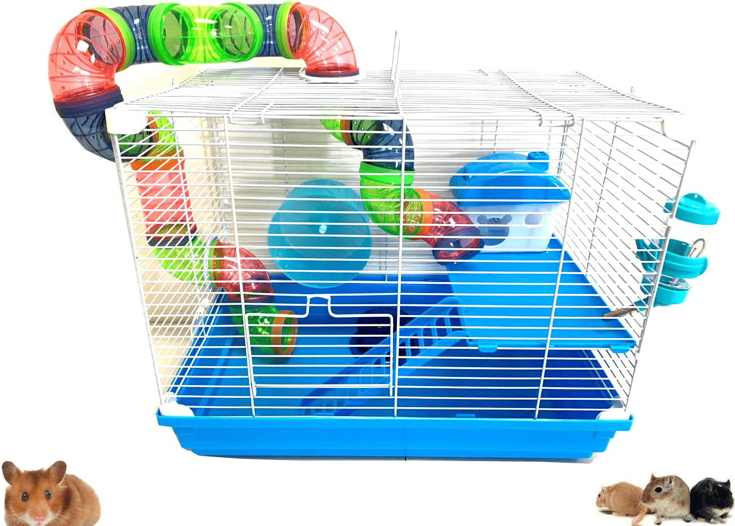 2 Floor Syrian Hamster Habitat Rodent Gerbil Mouse Mice Rats Animal Cage Animals & Pet Supplies > Pet Supplies > Small Animal Supplies > Small Animal Habitats & Cages Mcage Blue 19 x 12 x 15"H 