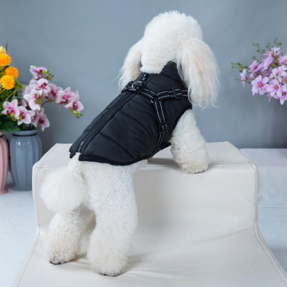 2 in 1 Pet Dog Winter Warm Skiing Costume Coat Vest with Chest Strap Harness Warm Clothes for Small Large Dogs 7 Sizes