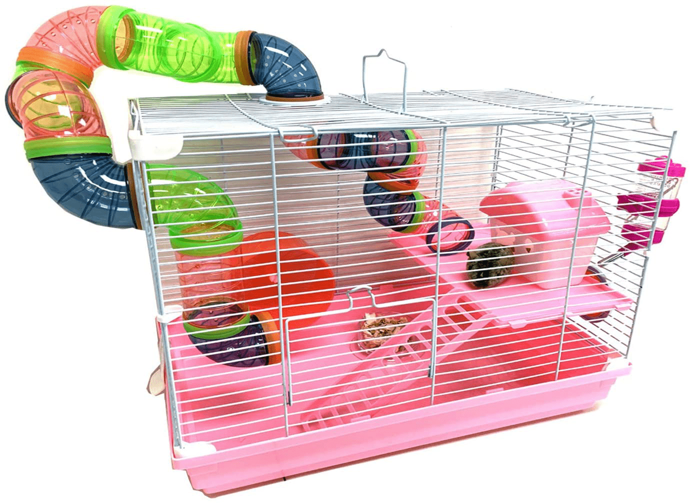 2-Levels Hamster Habitat Home House Rodent Gerbil Mouse Mice Rats Animals Critters Cage Animals & Pet Supplies > Pet Supplies > Small Animal Supplies > Small Animal Habitat Accessories Mcage Pink 19 x 12 x 15H inches 