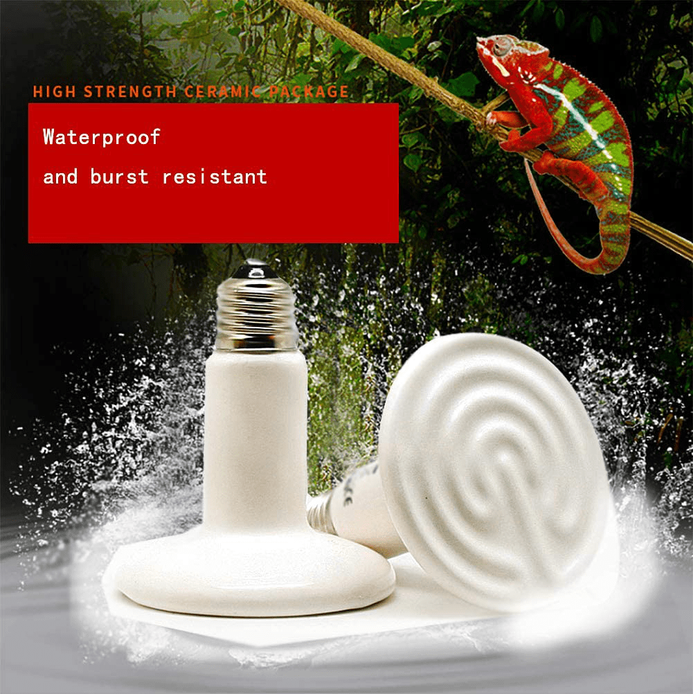 2 Pack 100W White Infrared Heat Lamp Bulbs, Ceramic Heatting Emitter Brooder Coop Pet IR Lamp Bulbs for Reptile like Snake, Tortoise so On, No Light