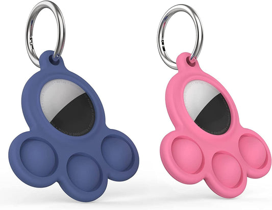 2 Pack Airtag Holder Compatible for Apple Air Tag Case Silicone Pet Dog Cat Collar and Kids Pop Bubble Fidget Sensory Toys Anti-Scratch (Pink and Blue) Electronics > GPS Accessories > GPS Cases Generic Pink and Blue  
