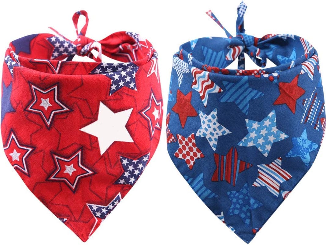 2 Pack American Flag Dog Bandana USA Triangle Bibs Scarf Reversible Accessories for Dogs Pets Cat Large Animals & Pet Supplies > Pet Supplies > Dog Supplies > Dog Apparel KZHAREEN   