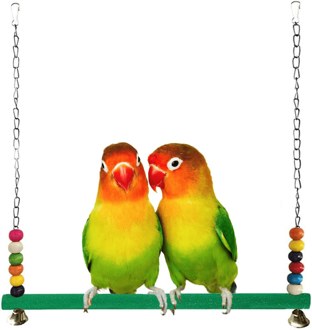 2 Pack Buytra Chicken Swing Toy for Hens with Colorful Wooden Beads and Bells - Natural Wood Chicken Ladder Perch Stand for Chicks - Bird Swing for Parrots - Great Chicken Coop Accessories Animals & Pet Supplies > Pet Supplies > Bird Supplies > Bird Ladders & Perches Buytra   