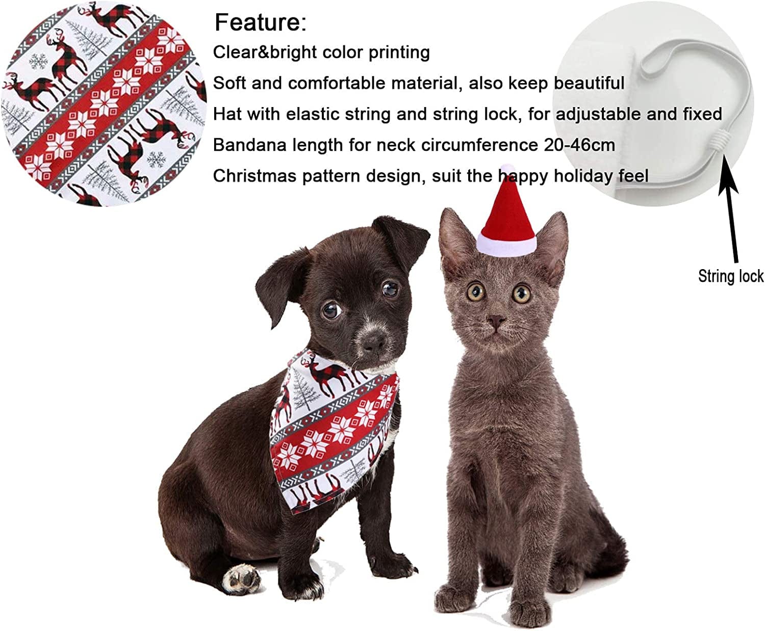 2 Pack Christmas Pet Cat Dog Santa Hat, Xmas Dog Bandana for Puppy Kitten Pet Costume Animals & Pet Supplies > Pet Supplies > Dog Supplies > Dog Apparel Pinkswan   