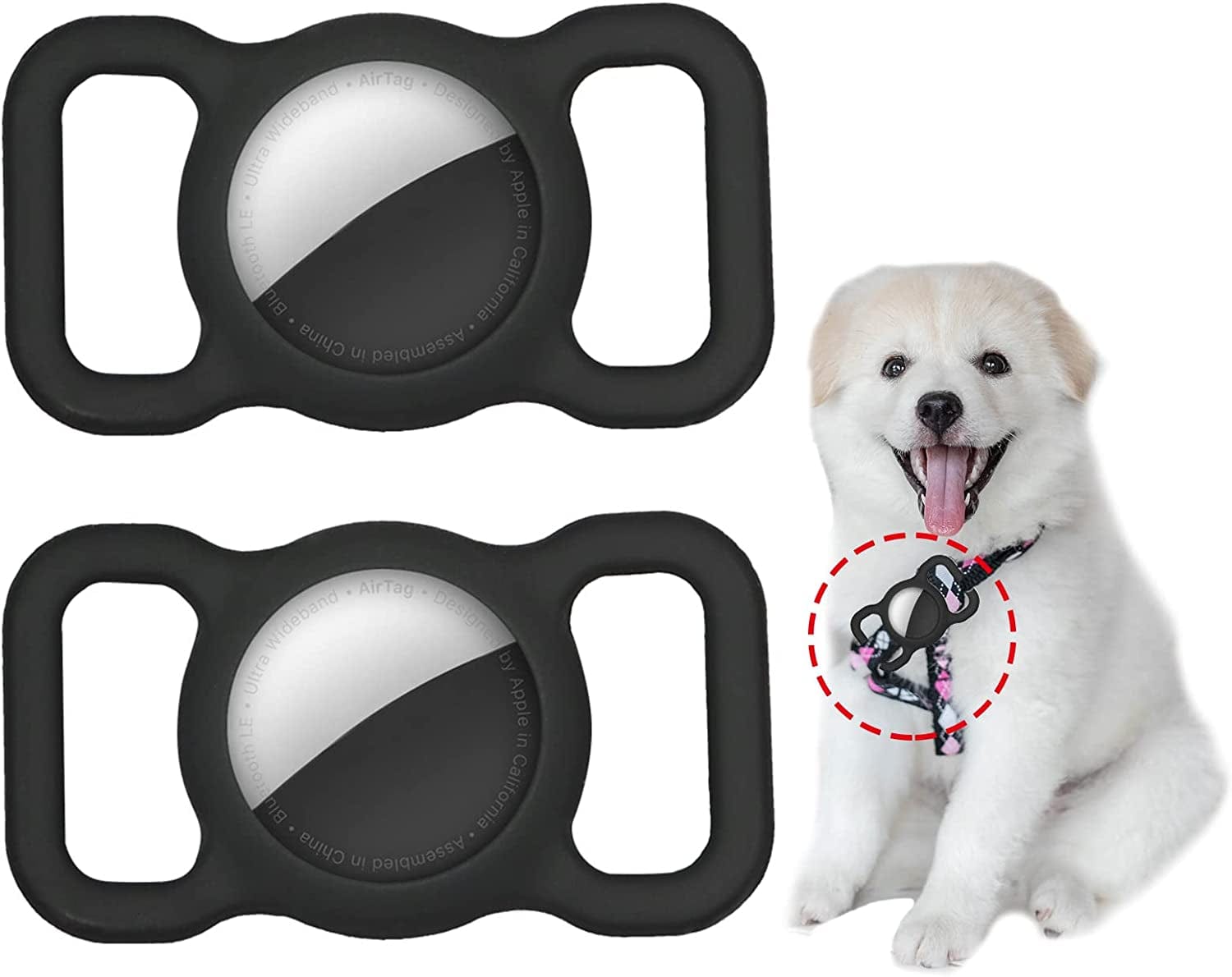 Support de collier de chien Airtag (lot de 2) compatible avec le support de  collier de chat Apple Airtag, support d'étiquette d'air pour collier  d'animal de compagnie, housse de boîtier d'étiquette d