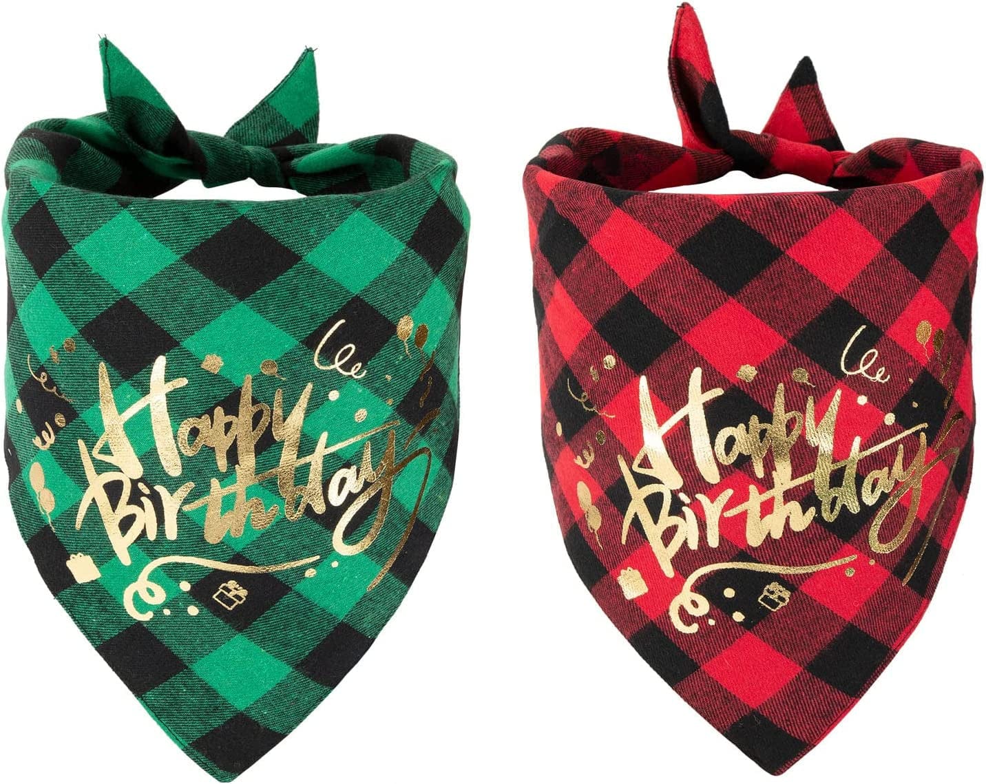 2 Pack Dog Bandana Christmas Classic Buffalo Plaid Pet Scarf Triangle Bibs Kerchief Merry Christmas Santa Snowman Print Pet Bandana for Small Large Dogs Cats Pets Animals & Pet Supplies > Pet Supplies > Dog Supplies > Dog Apparel IOKHEIRA Red  