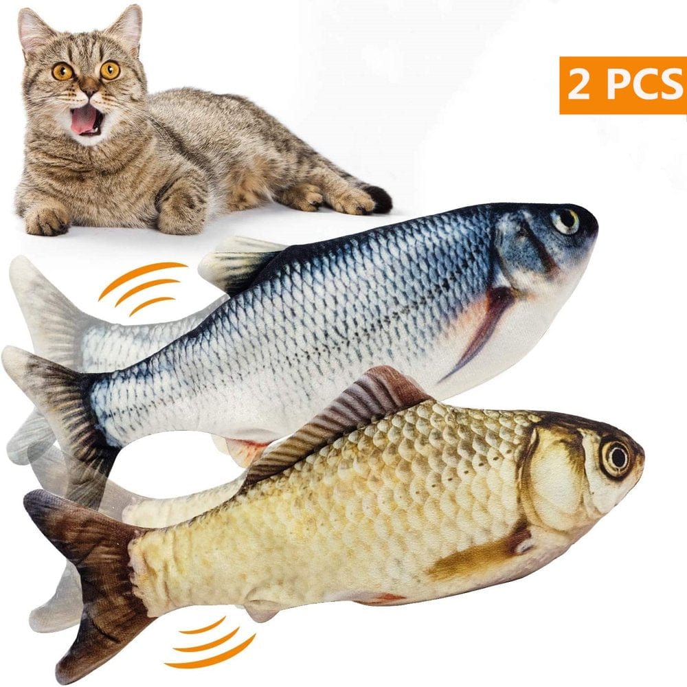2 Pack Electric Moving Fish Cats Toy, Realistic Flopping Wagging Kicker Fish Toys Interactive Catnip Toys for Kitty Pets Animals & Pet Supplies > Pet Supplies > Cat Supplies > Cat Toys Daxin Electric  