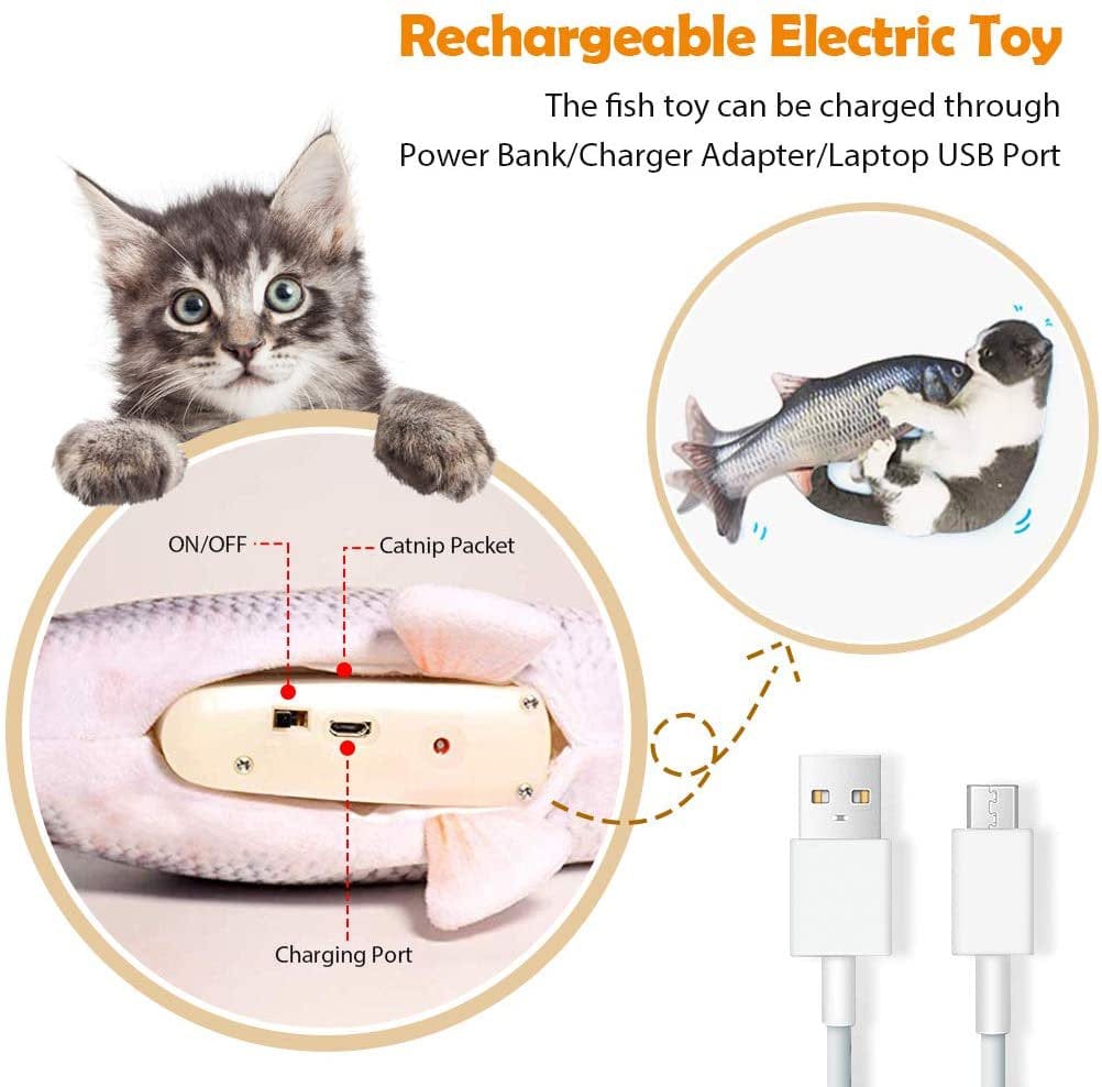 2 Pack Electric Moving Fish Cats Toy, Realistic Flopping Wagging Kicker Fish Toys Interactive Catnip Toys for Kitty Pets Animals & Pet Supplies > Pet Supplies > Cat Supplies > Cat Toys Daxin   