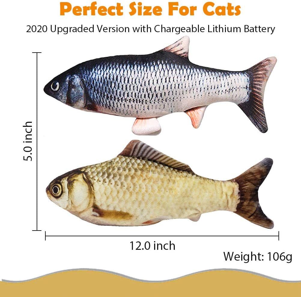 2 Pack Electric Moving Fish Cats Toy, Realistic Flopping Wagging Kicker Fish Toys Interactive Catnip Toys for Kitty Pets Animals & Pet Supplies > Pet Supplies > Cat Supplies > Cat Toys Daxin   