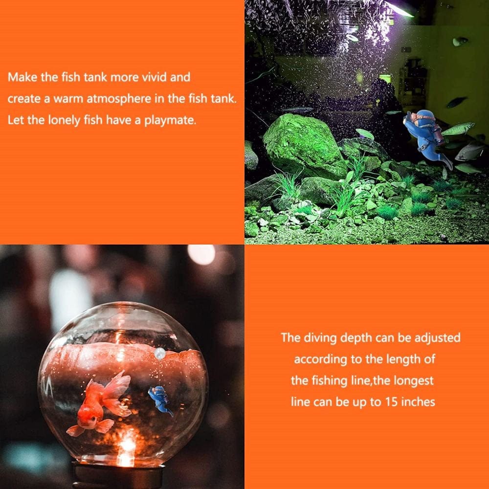 2 Pack Fish Tank Decorations Lovely Diver Ornament Floating Device Fish Tank Accessories Animals & Pet Supplies > Pet Supplies > Fish Supplies > Aquarium Decor HeSaYep   