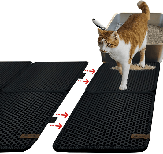 2 Pack Foldable Cat Litter Trapper (27" by 27") Mat Connects with Hook to Make Larger Mat -Double-Layer Honeycomb Waterproof Kitty Litter Mat - Large Litter Box Mat Animals & Pet Supplies > Pet Supplies > Cat Supplies > Cat Litter Box Mats Purple Pet iPrimio   