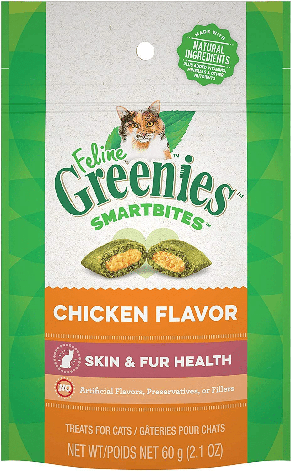 (2 Pack) Greenies Feline SMARTBITES Healthy Skin and Fur, Chicken and Salmon Falvor 16Oz, with 10Ct Pet Wipes Animals & Pet Supplies > Pet Supplies > Cat Supplies > Cat Treats Greenies   