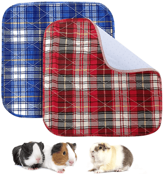 2 Pack Guinea Pig Cage Liner Plaid Pads Washable Training Mat Guinea Pig Bedding Waterproof anti Slip Pee Pads Super Absorbent Cage Liners Accessories for Chinchillas Bunnies Gerbils Animals & Pet Supplies > Pet Supplies > Small Animal Supplies > Small Animal Bedding LETSQK   