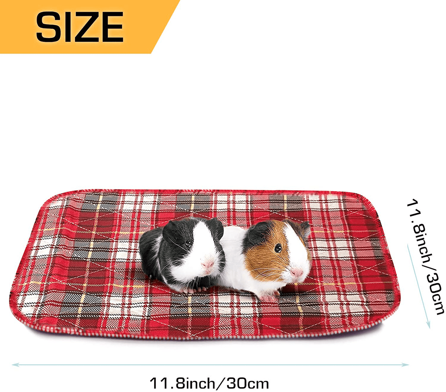 2 Pack Guinea Pig Cage Liner Plaid Pads Washable Training Mat Guinea Pig Bedding Waterproof anti Slip Pee Pads Super Absorbent Cage Liners Accessories for Chinchillas Bunnies Gerbils