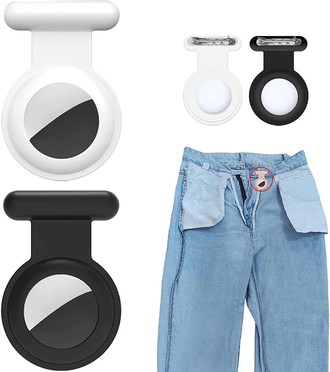 Étui de support compatible pour Apple Airtag, tracker GPS en silicone caché  avec épingle invisible pour les vêtements des enfants