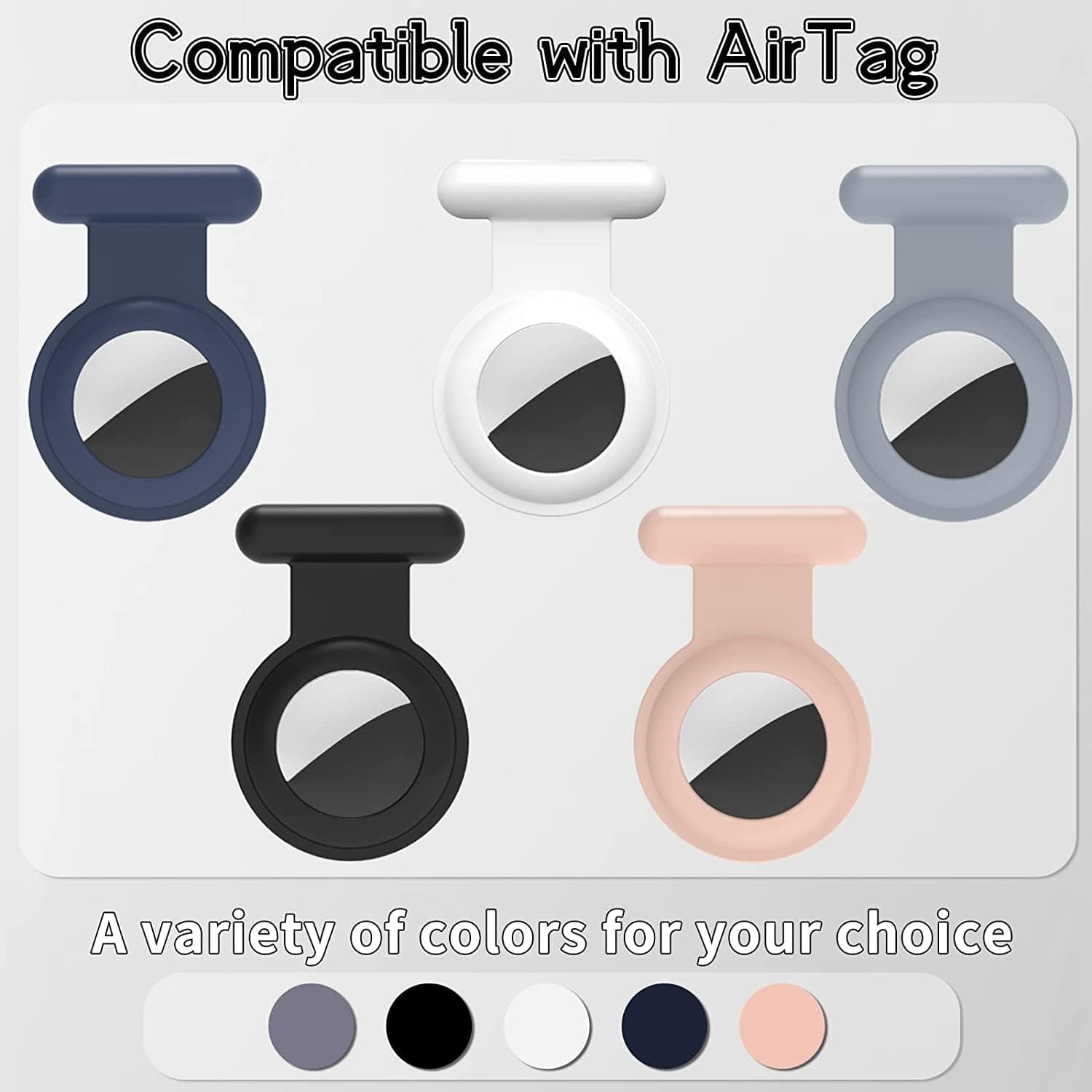 2 Pack Holder Case Compatible for Airtag Tracker, Silicone Hidden GPS Kid Airtag Holder with Invisible Pin, anti Lost Apple Air Tag Case Cover for Toddlers, Elderly, Pet, Clothing(Black and Grey)