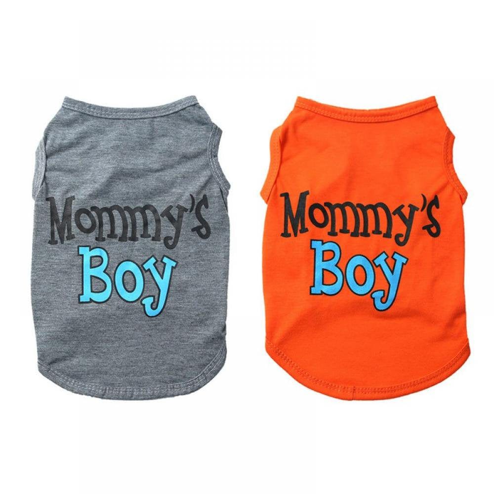 2-Pack Mommy'S Boy Dog Shirt Male Puppy Clothes for Small Dog Boy Chihuahua Yorkies Bulldog Pet Cat Outfits Tshirt Apparel (Small, Gray+Orange) Animals & Pet Supplies > Pet Supplies > Cat Supplies > Cat Apparel Stibadium XS Gray+Orange 