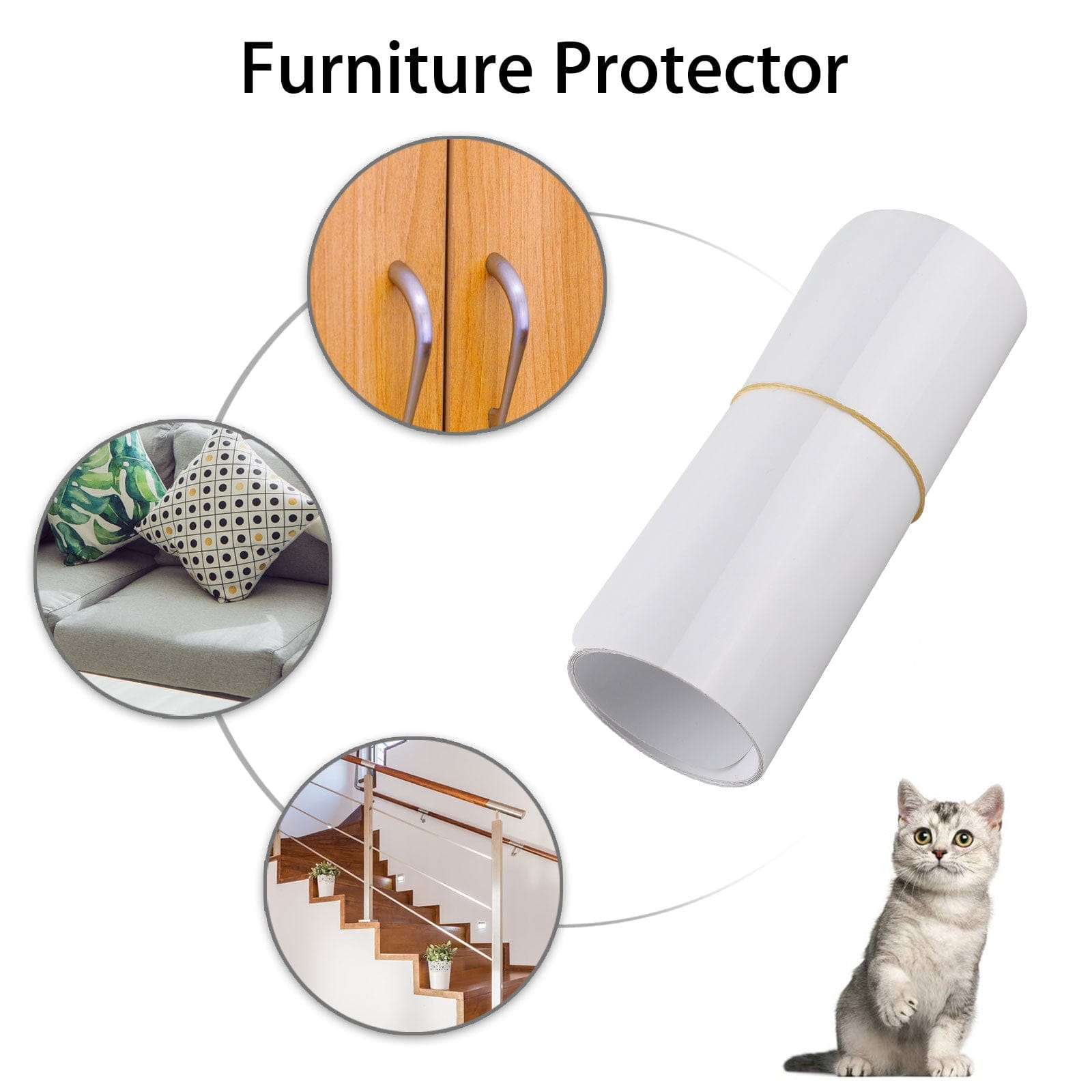 2-Pack Pet Cat Scratch Protector, Furniture & Sofa Shield for Dog & Cat Scratching Deterrent, Defender & Repellent Super Sticky Self-Adhesive Backing
