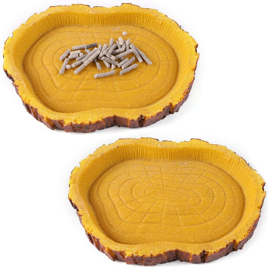 2 Pack Reptile Food Bowls - Reptile Water and Food Bowls, Novelty Food Bowl for Lizards, Young Bearded Dragons, Small Snakes and More - Made from Non-Toxic, Bpa-Free Plastic