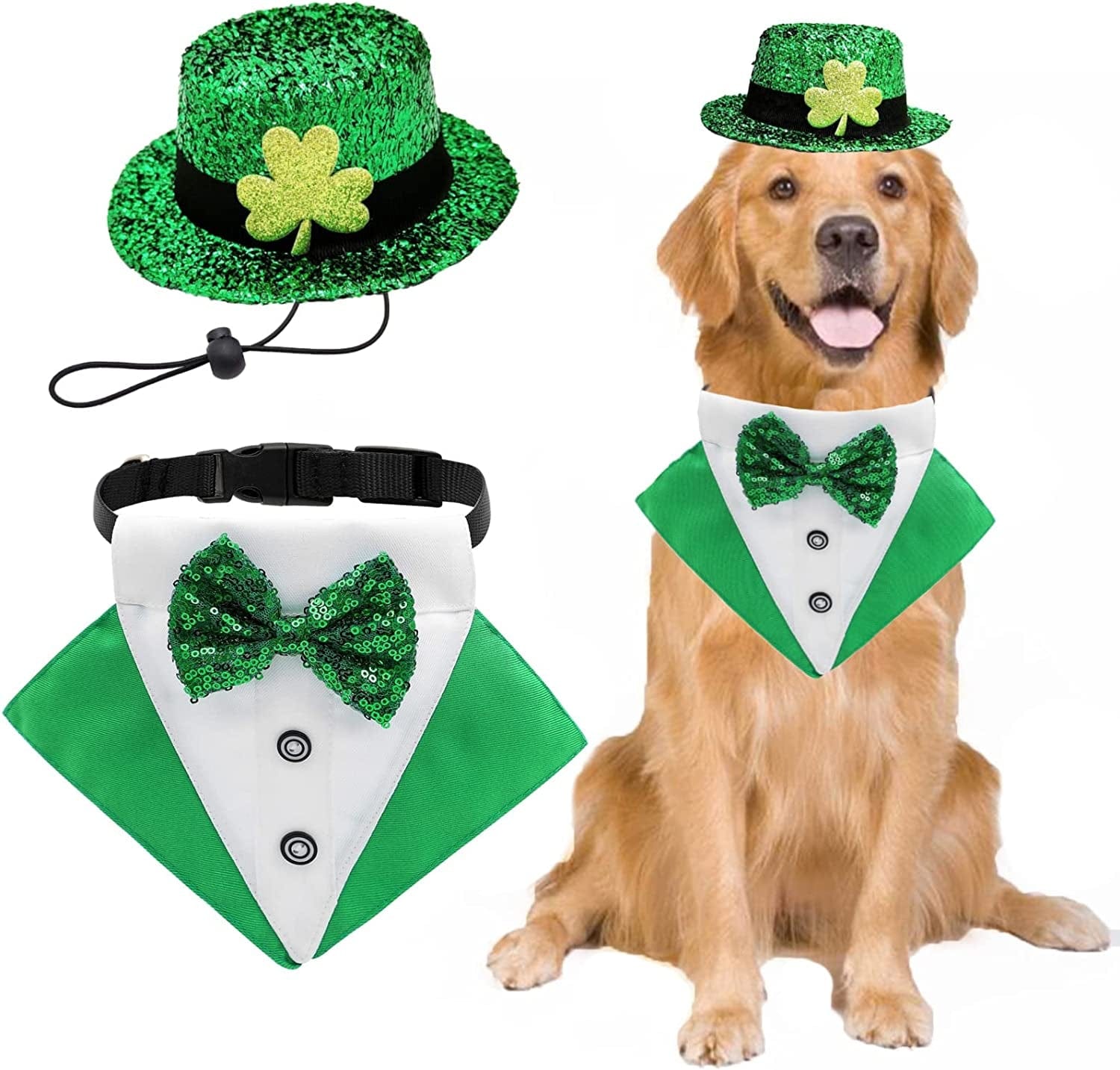 2 Pack St. Patrick S Day Costume Dog Bandana Collar and Pet Top