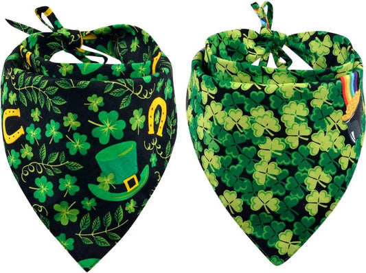 2 Pack St. Patrick'S Day Dog Bandana Reversible Triangle Bibs Scarf Accessories for Dogs Cats Pets Animals Animals & Pet Supplies > Pet Supplies > Dog Supplies > Dog Apparel KZHAREEN Small  