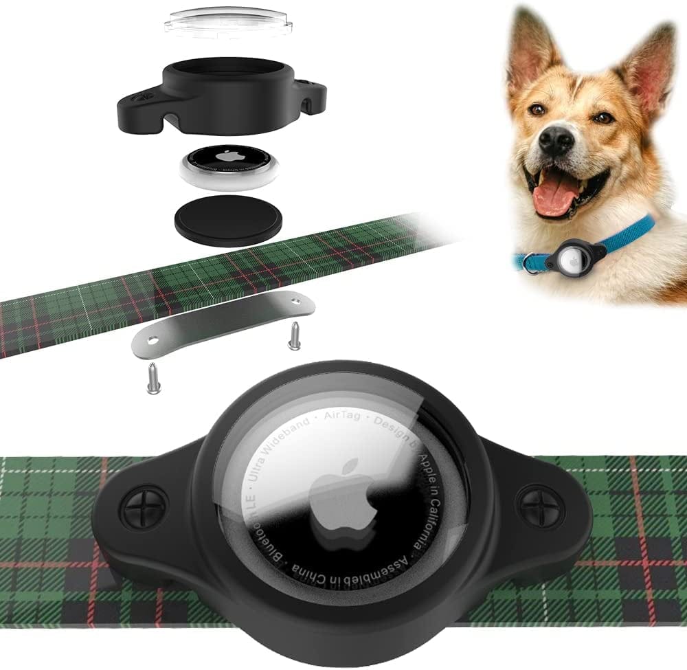 (2 Pack) the Anti-Lost Collar Mount for Apple Airtag,Waterproof,Airtag Case for Dog, Fit for Dog Cat Collar Accessories Pet . (Black02) Electronics > GPS Accessories > GPS Cases HOOKMEMO   