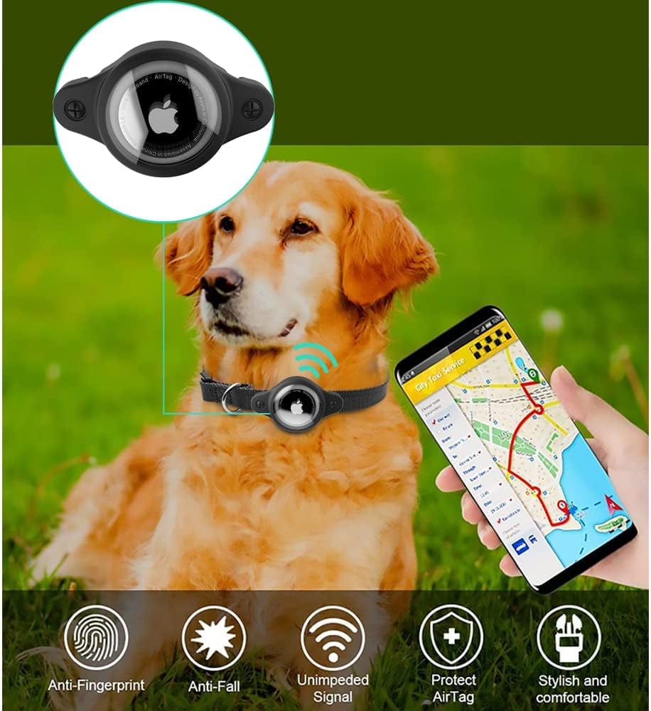 (2 Pack) the Anti-Lost Collar Mount for Apple Airtag,Waterproof,Airtag Case for Dog, Fit for Dog Cat Collar Accessories Pet . (Black02) Electronics > GPS Accessories > GPS Cases HOOKMEMO   
