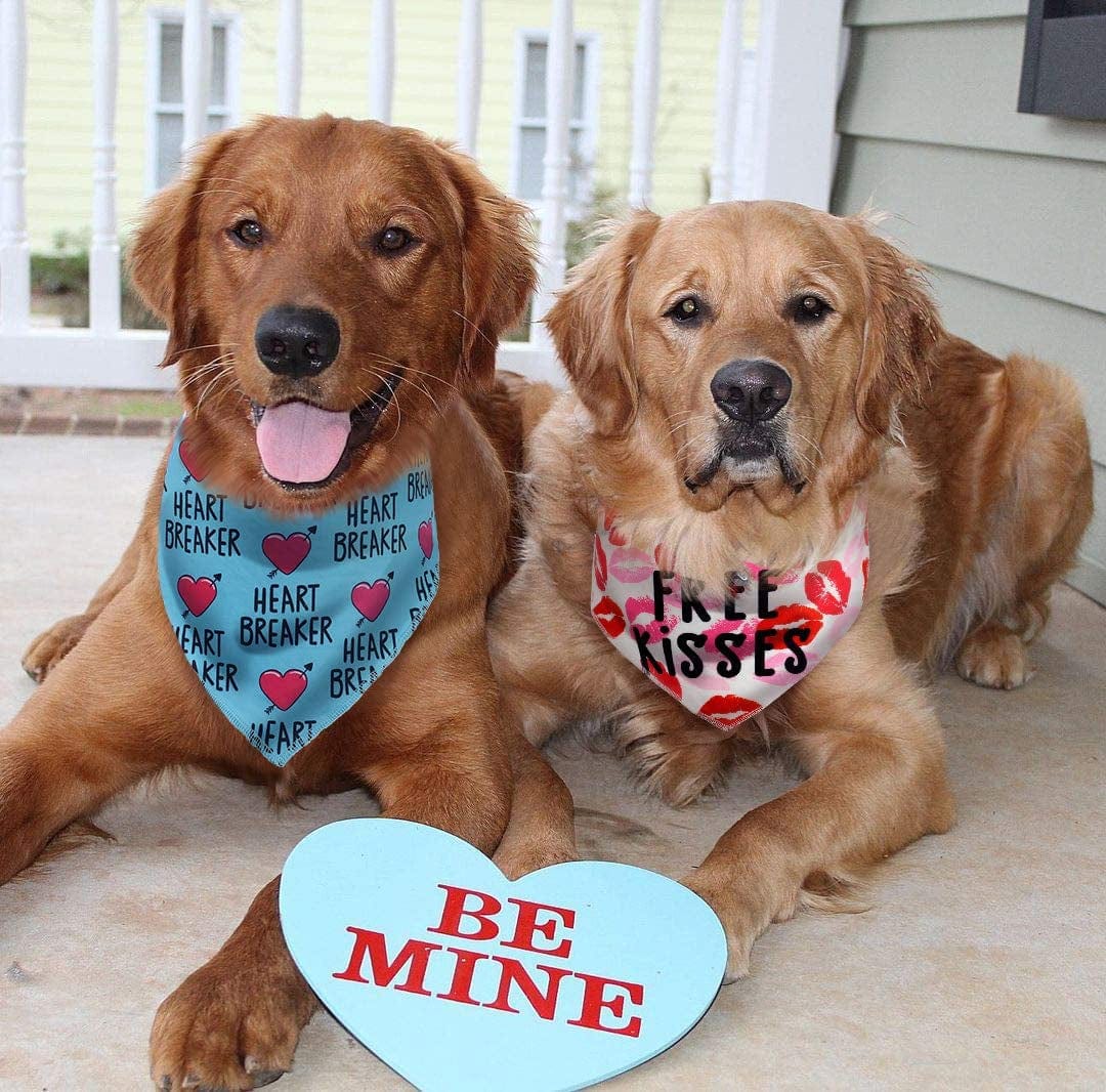 2 Pack Valentines Day Bandana for Dogs,Triangle Bibs Pet Scarf for Dogs Animals & Pet Supplies > Pet Supplies > Dog Supplies > Dog Apparel Upaw   