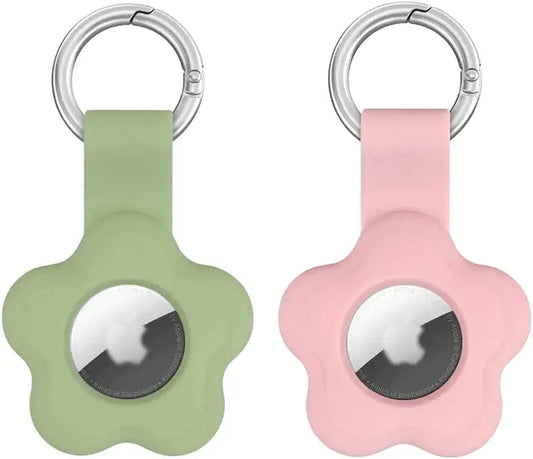 [2 Pack] Vozehui Airtag Keychain Flower Case for Airtag Tracker,Protective Airtag Holder with Anti-Lost Keychain,Anti-Drop Scratch Airtag Holder Keychain Accessories for Kids Pets Backpacks Electronics > GPS Accessories > GPS Cases Vozehui [2 pack]Pink+Matcha Green  