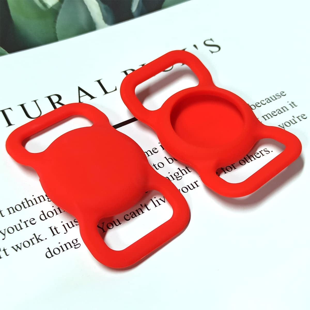 2 Pcs Airtag Dog Collar Holder, Silicone Pet Collar Cover Air Tag Case for Prevent Pets from Losing Accessories Compatible with Apple Airtags(Red) Electronics > GPS Accessories > GPS Cases yuntop   